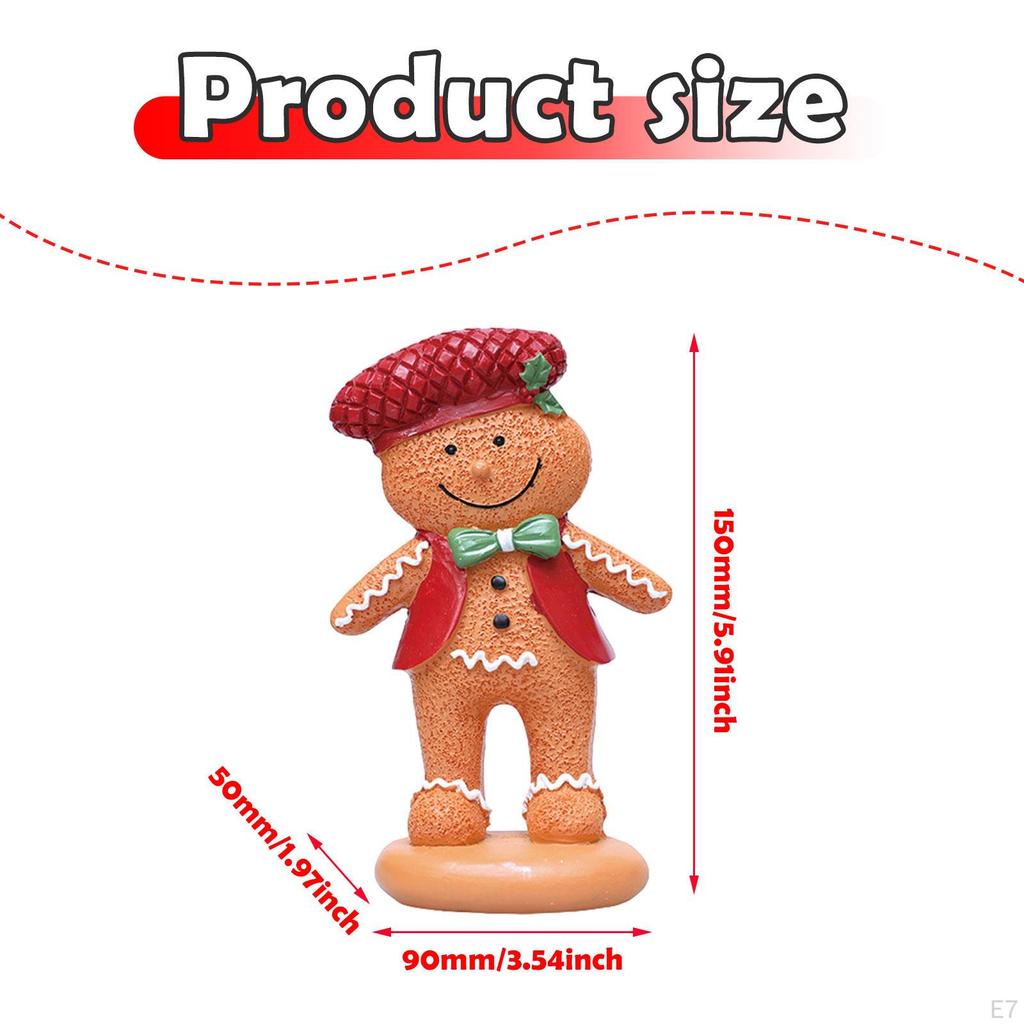 Christmas Gingerbread Decoration Ornament Cute Decorative Sculpture Resin Figurine for Mantel,