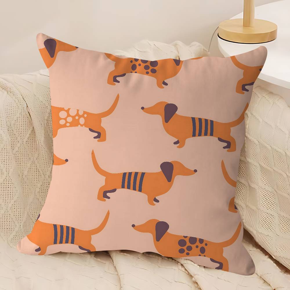 

Cute Cartoon Dachshund Pillow Cover Design Cushion Cover Decor Holiday Decorati 12x12Inch