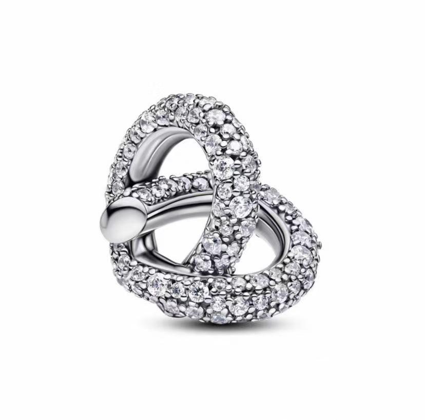 

925 Silver Bear Pendant Double Heart Crescent Gold Clover Pearl Pair Ring with Double Ring 2026