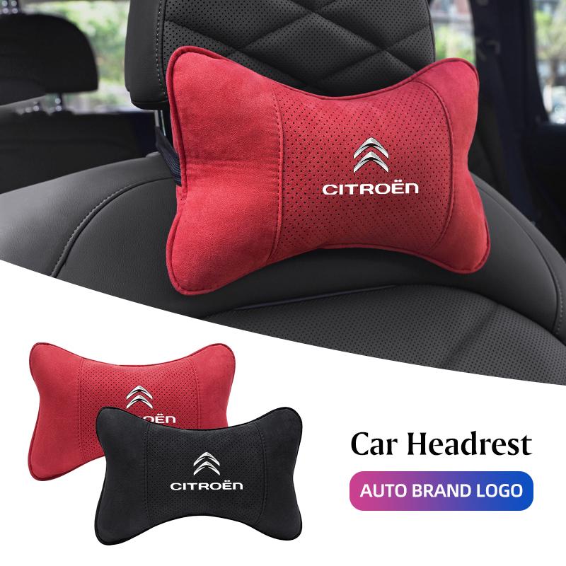 Wildleder Auto Kopfstütze Atmungsaktives Auto Nackenkissen Für Citroen C5X e-C4 X e-C3 C4 C3 C5 Berlingo C-Elysee C-Crosser C1 C6 C2