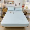 100% Cotton Solid Color Fitted Sheet 3Pcs Mattress Cover with Elastic Band Skin-friendly Soft Home Hotel Queen Size Bedding Set