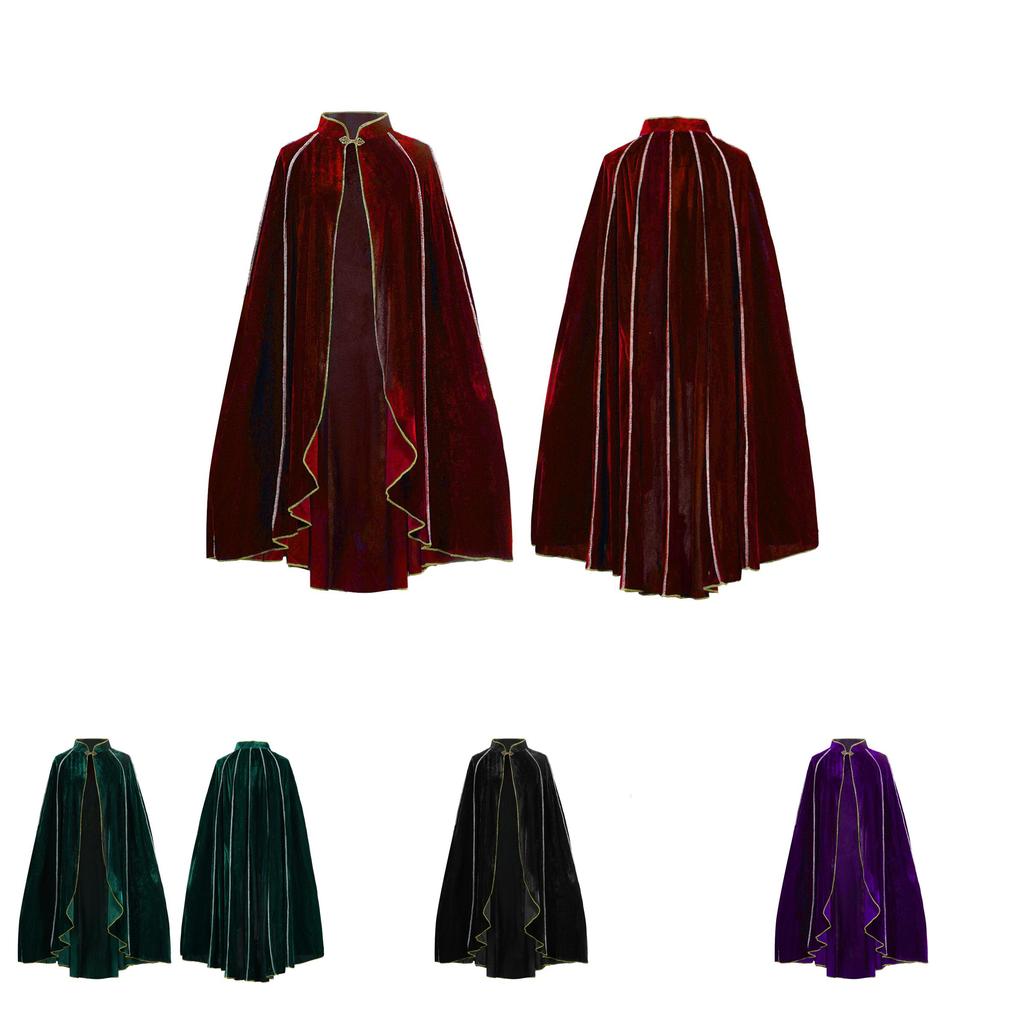 Halloween Cape With Stand Collar And Velvetlike Material For Cosplay And Parties
