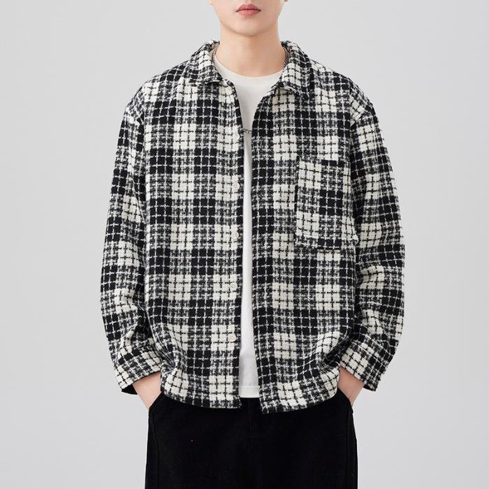 

Loose Long-sleeved Plaid Shirt Jacket Men s Japanese Retro Loose Shirt 4XL