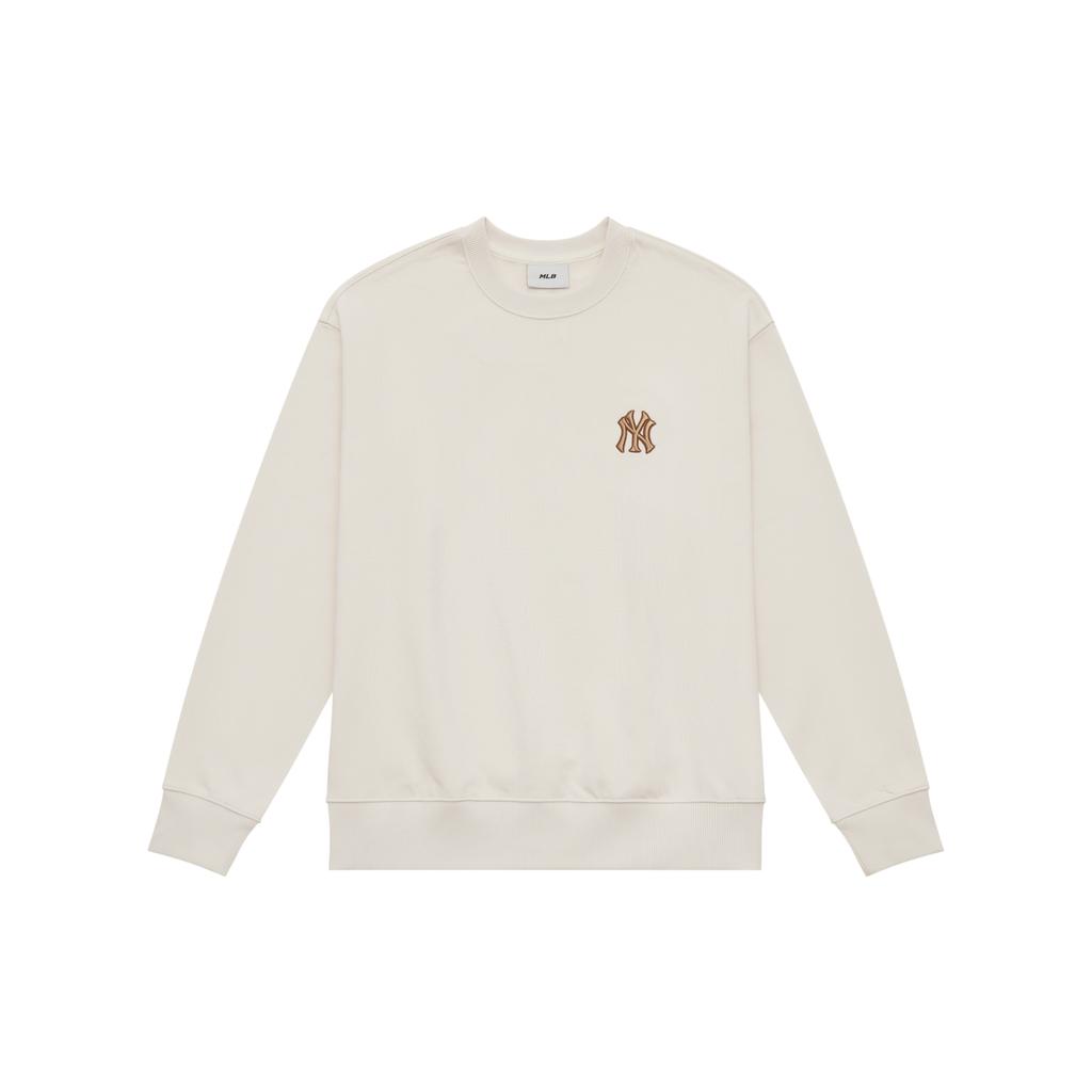 New MLB MONOGRAM Collection New York Yankees Crew Neck Sweatshirt Unisex Cream 3AMTM0444-50CRD