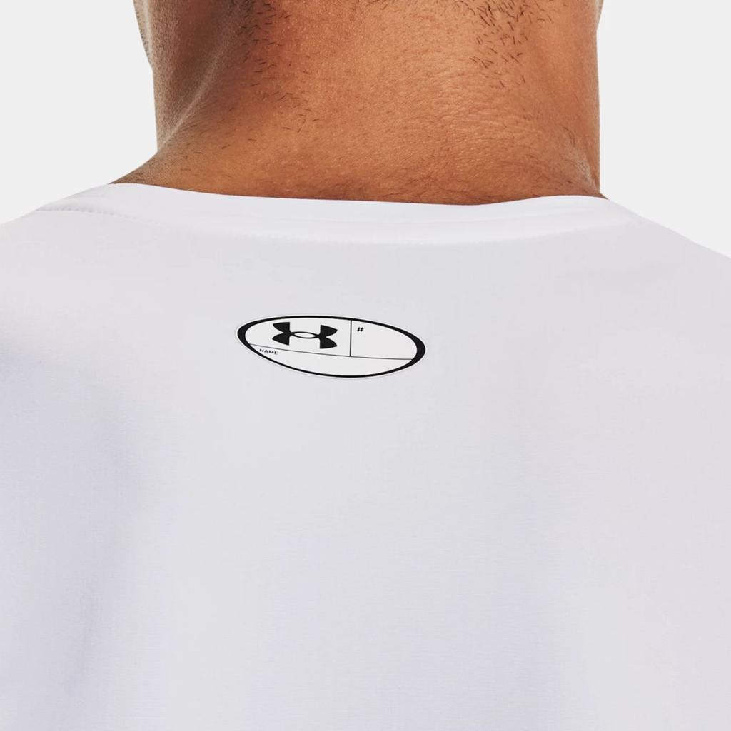 Under Armour Printed Logo Slim Fit Crew Neck Short Sleeve T-Shirt Men Tops White 1365229-100