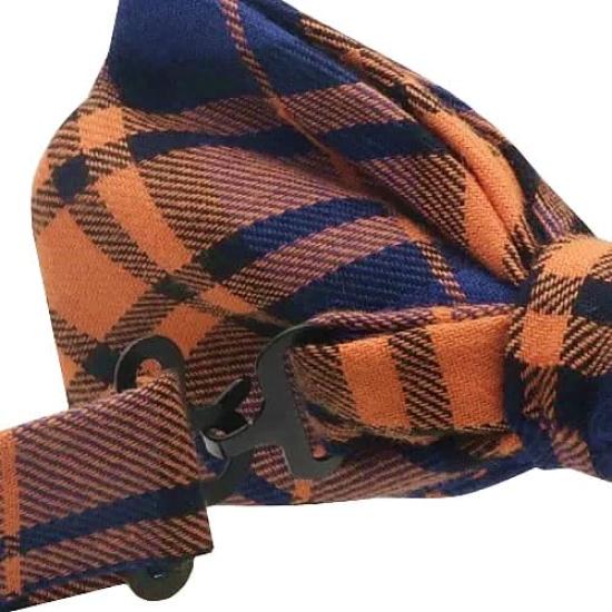 [Bowties.jp] Orange Green Blue Check Bow Tie (Easy to Wear) (Orange)