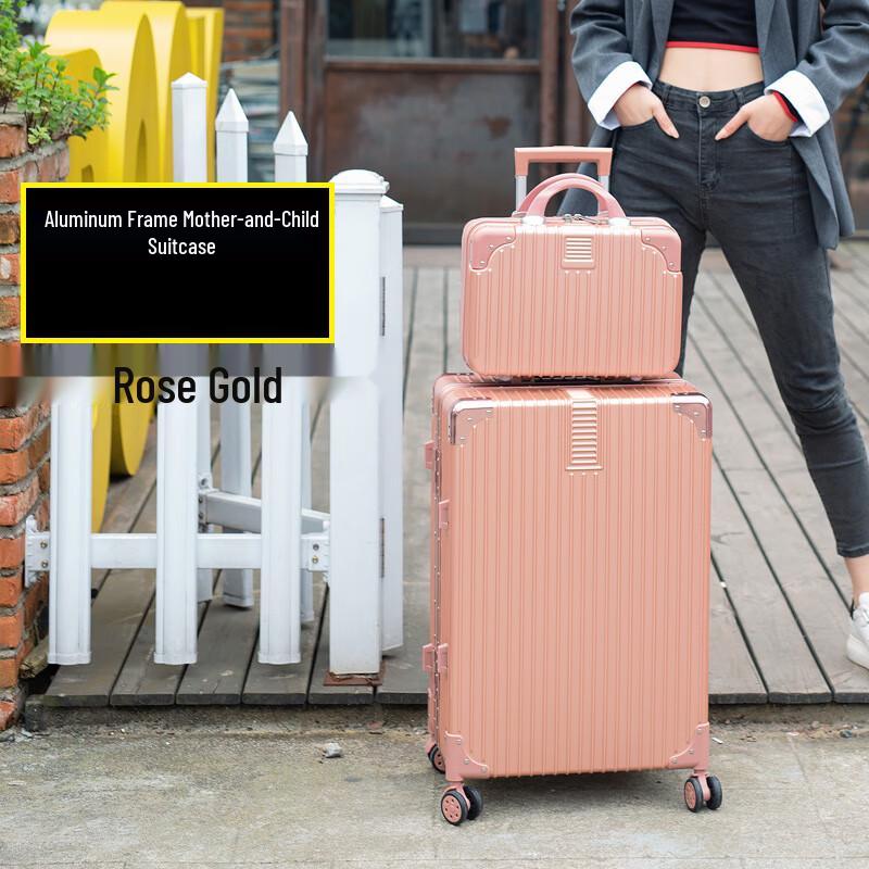 Korean Style Rose Gold Aluminum Frame Suitcase