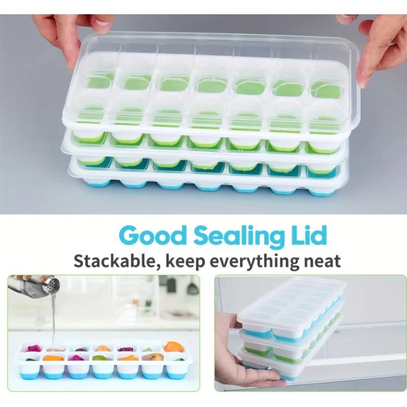 14-facks Iskubslådor Silikon Isform Med Avtagbart Lock DIY Hembakad Glassform För Cocktail Frys Kök Barverktyg