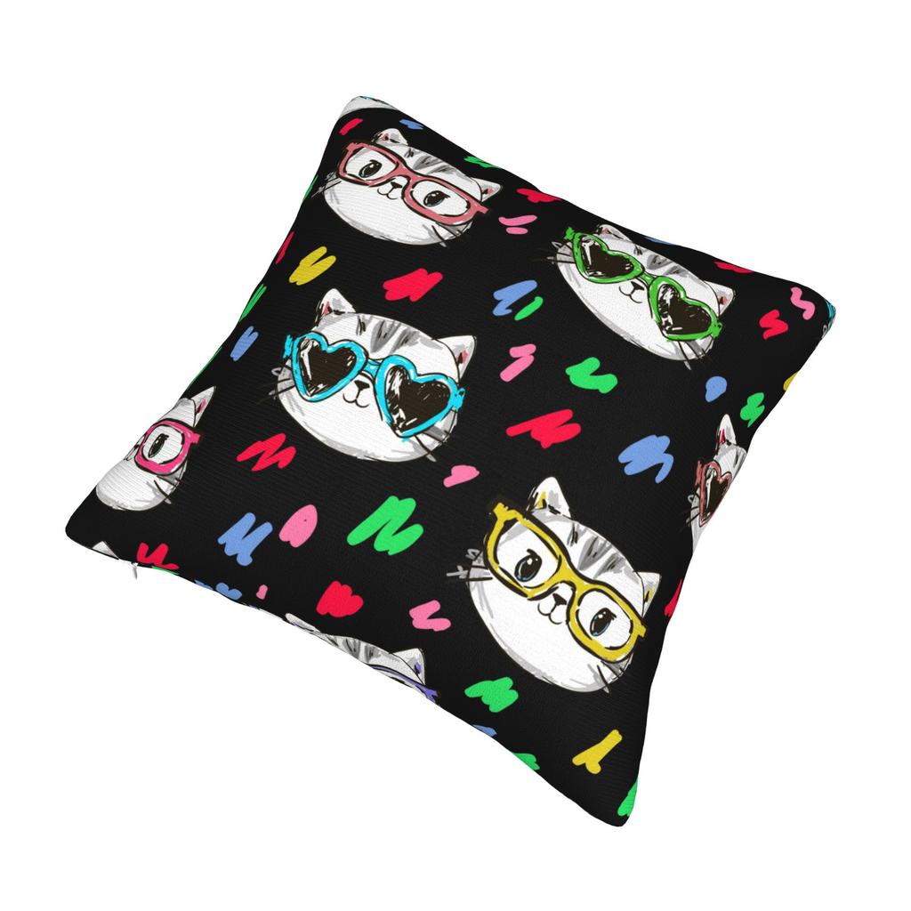 Cat Heart Pillowcase Printing Polyester Cushion Cover Decorations Cute Pillow Case Cover Bedroom 45X45Cm