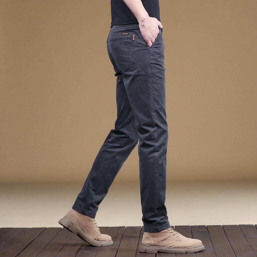 2024 Spring And Autumn Combed Plush/Regular Pure Cotton Simple Casual Loose Straight Men'S Business Elastic High End Pants