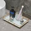 Estante de Baño Lavabo Escritorio Lujosa Bandeja para Cosméticos Simple Base Transparente Apto para Húmedo Pequeño Hogar Individual Estable Ligero Frío Real Lateral