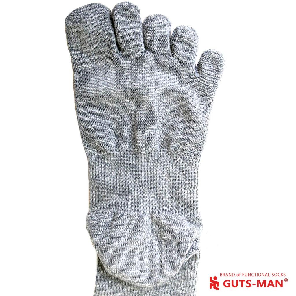 Gutsman Thinnest Organic for the Forces Five-Toe Socks, Cotton, Deodorizing, Self-Defense (Sweat Gray, XS, 21-23cm)