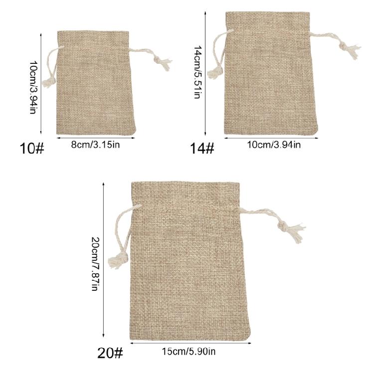 Set aus 20 wiederverwendbaren Leinenbeuteln mit Kordelzugverschluss, praktisch für Reisen