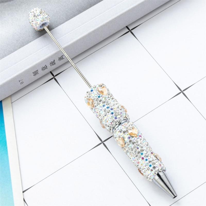 6pcs Rhinestones Fancy Pen Ballpoint Pen Smooth Writing Pen 1.0mm Glittering Beadable Pen Stationery Pen for School