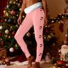 Women's Fashion Casual Fleece-Lined Patchwork Print Straight-Leg Pants