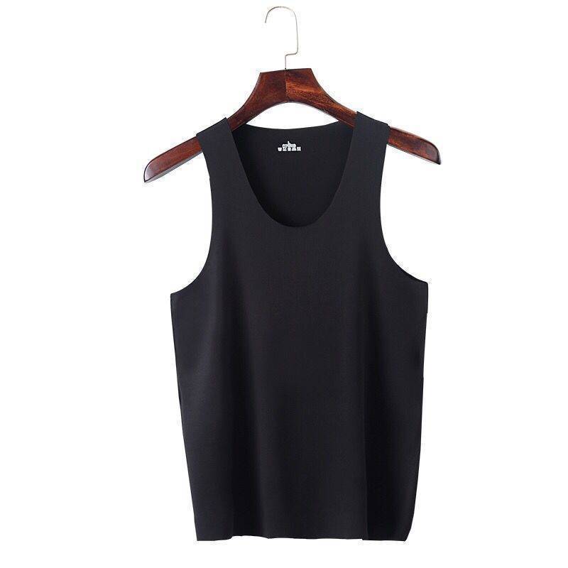 Men's borderless vest solid color sports base inner wear hurdle elastic vest sleeveless ice silk summer new