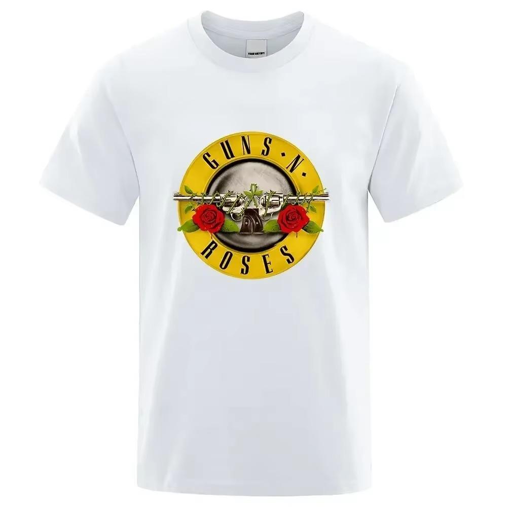 Guns N Roses Pure Cotton T Shirt  Hard  Men and Women Te Hip Hop Fashion Light Luxury Trend Street Boys Clothing Music