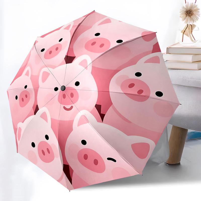 1 pièce Porcelets Tirelire Parapluie Pliant Automatique - Design Compact à 8 baleines, Plastique et Fer Durables, Léger pour une Utilisation Quotidienne en Extérieur125