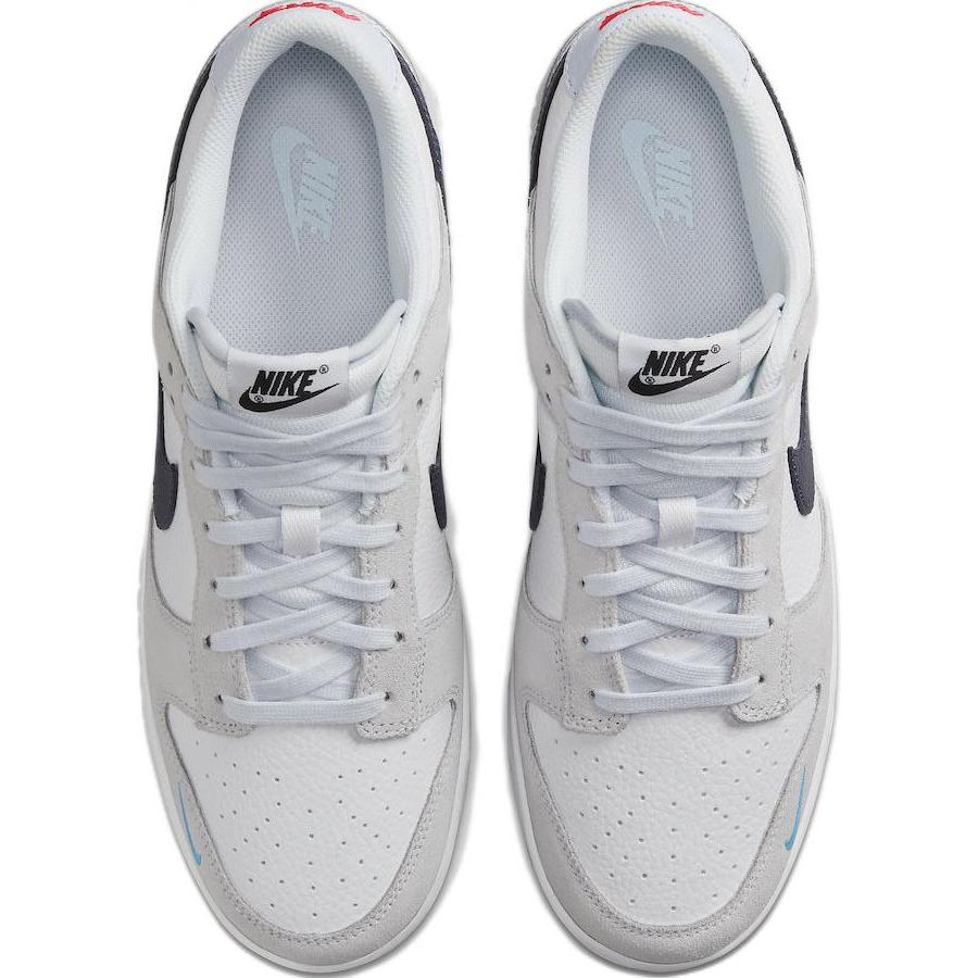 Nike Dunk Low White Grey Navy Aqua Mini Swoosh Sneakers Skate Shoes FJ4227-001