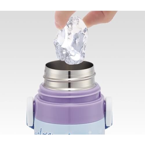 Skater Children's Water Bottle, 2-Way, 470ml (Direct Drink) or 430ml (Cup), Disney Frozen Design, Size 25, Girls, Stainless Steel, Insulated, Lightwei