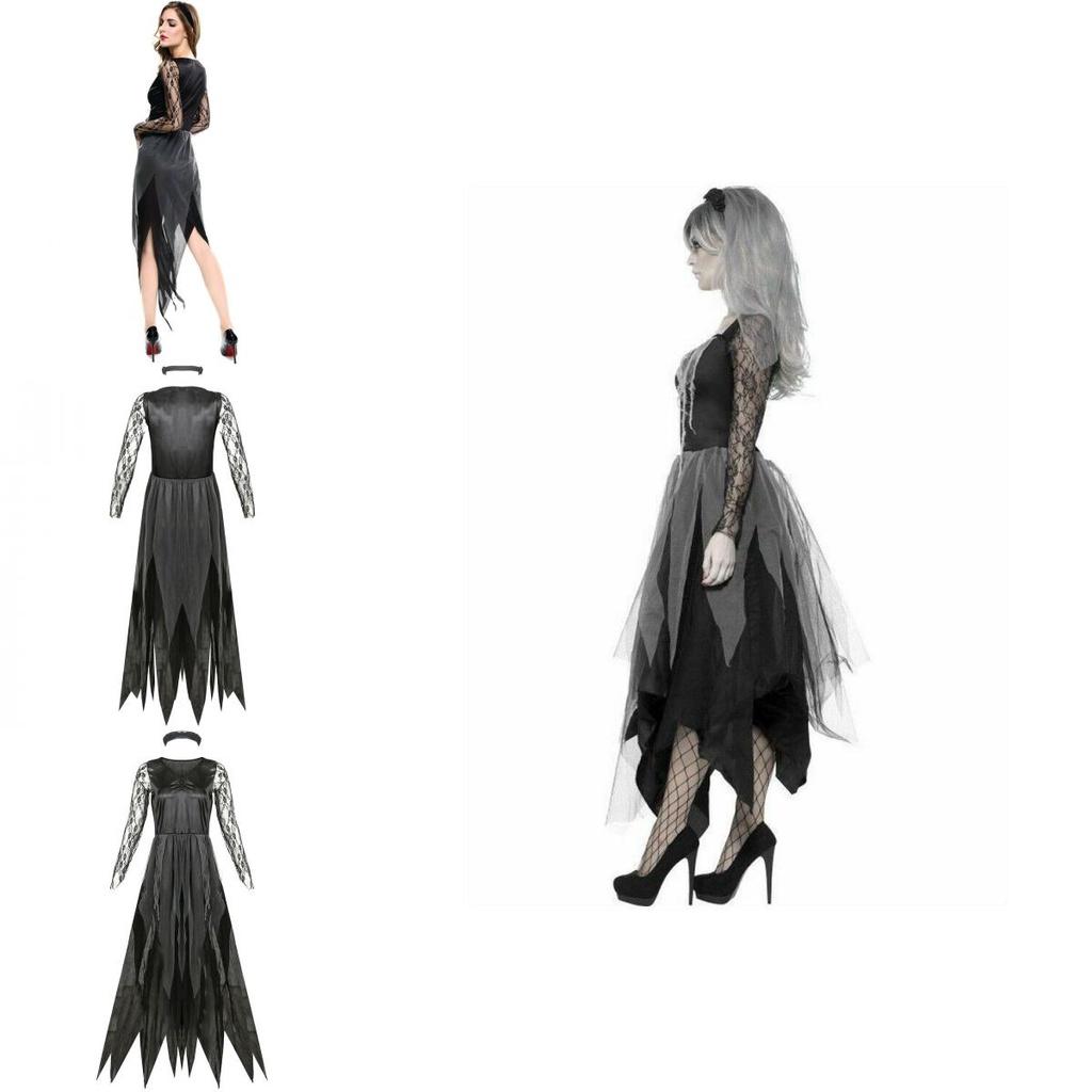 Dark Vampire Bride Halloween Costume For Women With Lace Polyester For Cosplay And Party