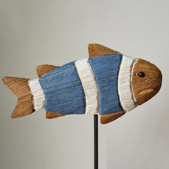3 Pcs Wooden Fish Tabletop Centerpiece Ocean Sea Animal Sculpture Rustic Standing Wood Fish Sign Table Ornament for Coastal Beach Home Office Decor