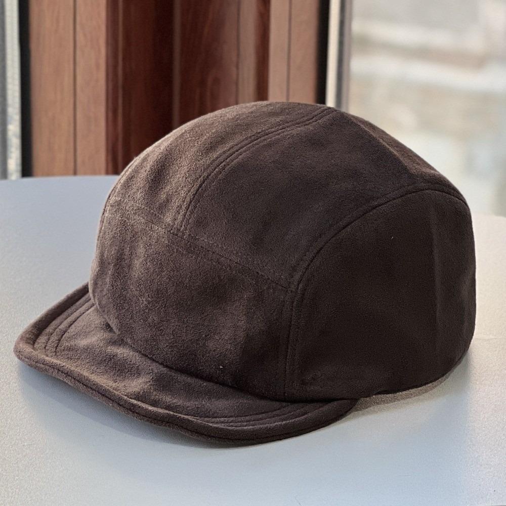 Retro Short Brim Baseball Cap Flat Edge Adjustable Duckbill Cap Solid Color Five-Piece Suede Hat Unisex