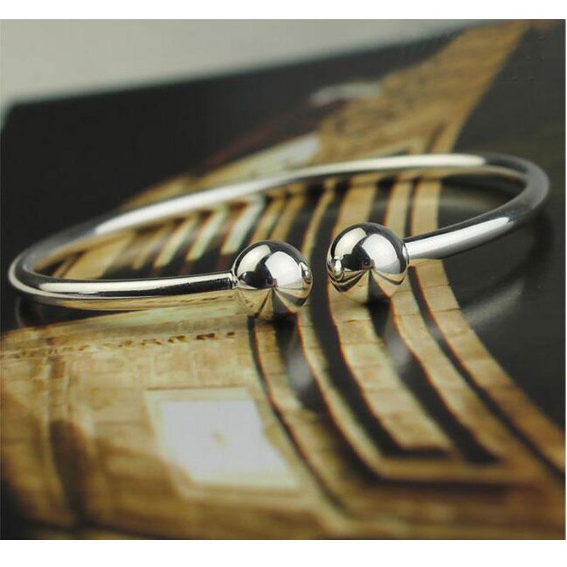 ANENJERY New Simple Ball Bracelet Couple Open Bracelet Pair Women Men Wedding Jewelry Wholesale