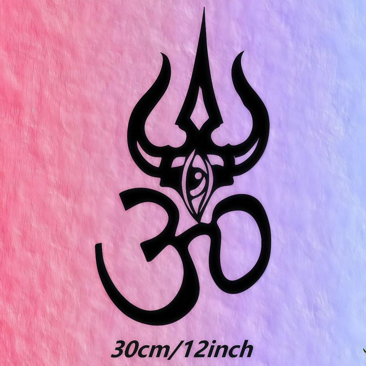 Laser Cut Iron Wall Art Om Trishul Symbol Heavy Duty Black Rustproof Vintage Home Office Decor разноцветный