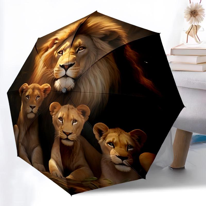 

1pc Lion Family Circle Automatic Open/Close Umbrella - Compact Travel Umbrella, Gift for Birthdayyy251208148