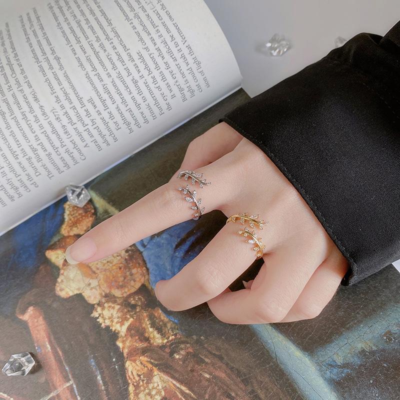 925 Silver Gold Adjustable Branch Zircon Women's Ring Wedding Fine Jewelry Offers With