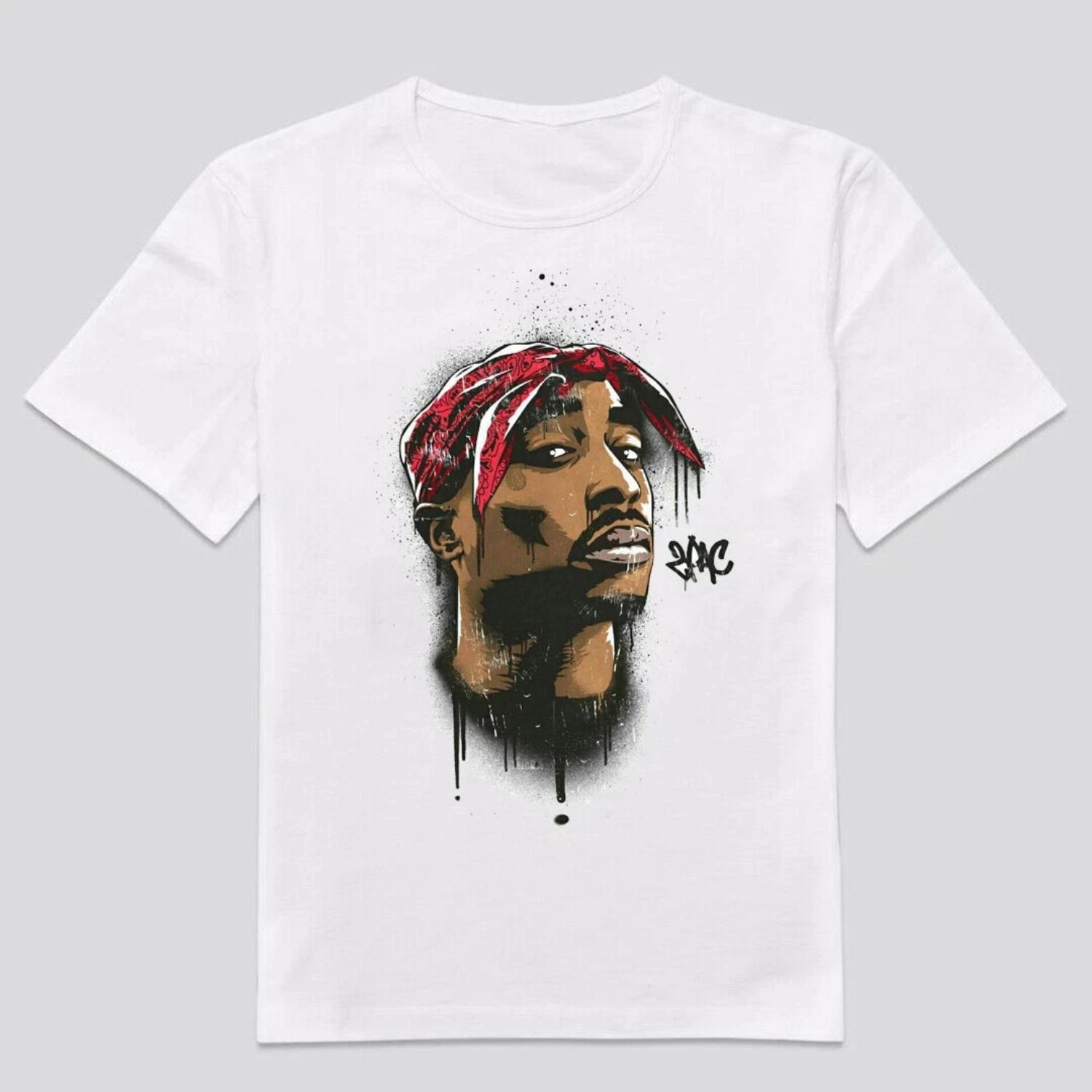 Американская Ретро ТУПАК ШАКУР 2PAC Рэп Музыка Хип-Хоп Блюз Ретро Футболка Лето Новая Мужская и Женская Уличная Одежда S белый 1500₽