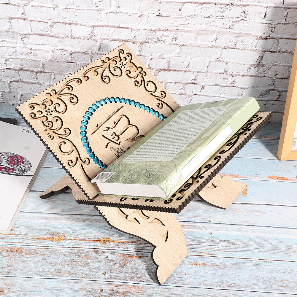 Vintage Quran Folding Stand Wooden Carved Muslim Prayer Book Organizer Bookshelf Collapsable