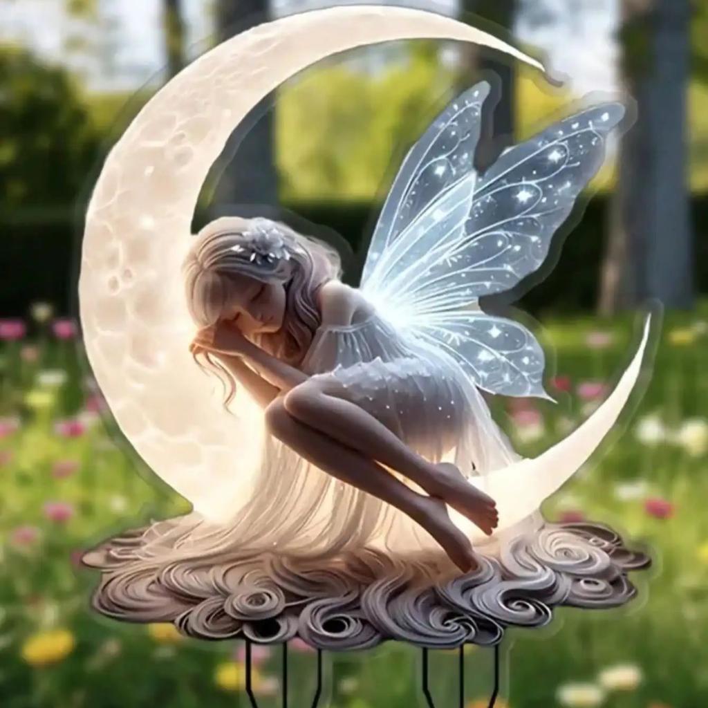 1pcs Moonlight Fairy Garden Pile, courtyard lawn ground decoration, suitable for outdoor garden potted decoration,