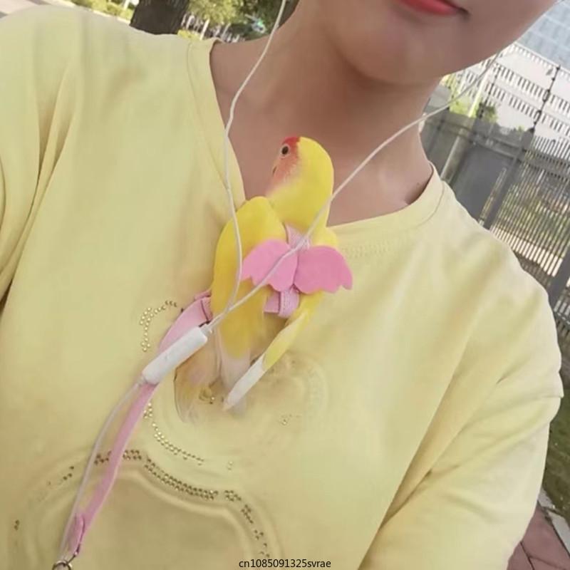 Langes Kabel Vogelgeschirr Leine Leichtes Sittich-Papagei-Westenseil für Vögel Verstellbares Anti-Biss-Trainingsseil Vogelbedarf