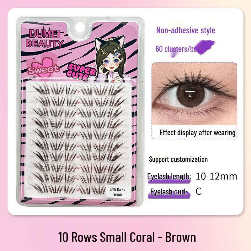 10-Row Autumn Leaf & Sunflower Faux Eyelashes - Flat, Glue-Free