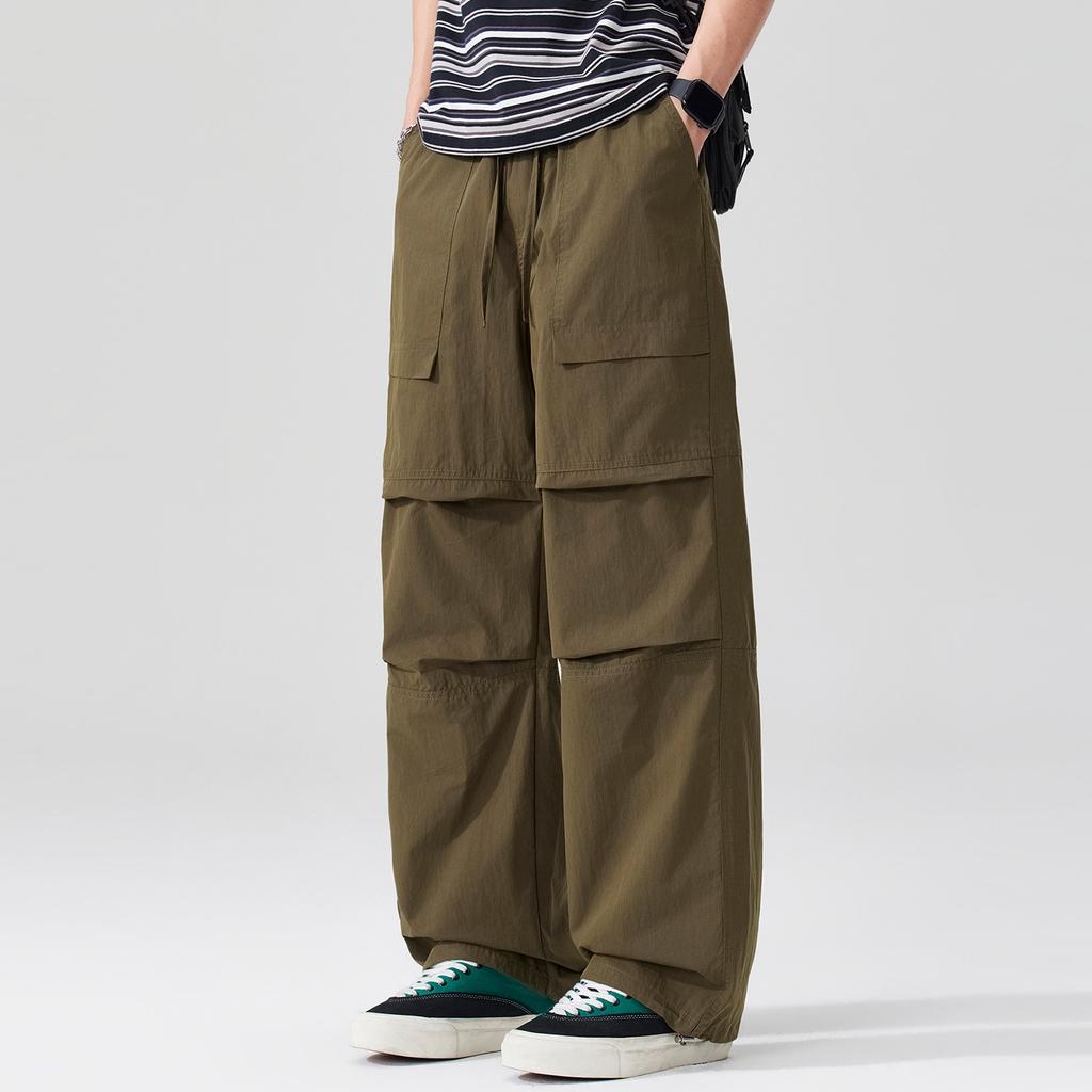 New breathable paratrooper pants American skin-friendly soft versatile wide loose labeling summer casual trousers men