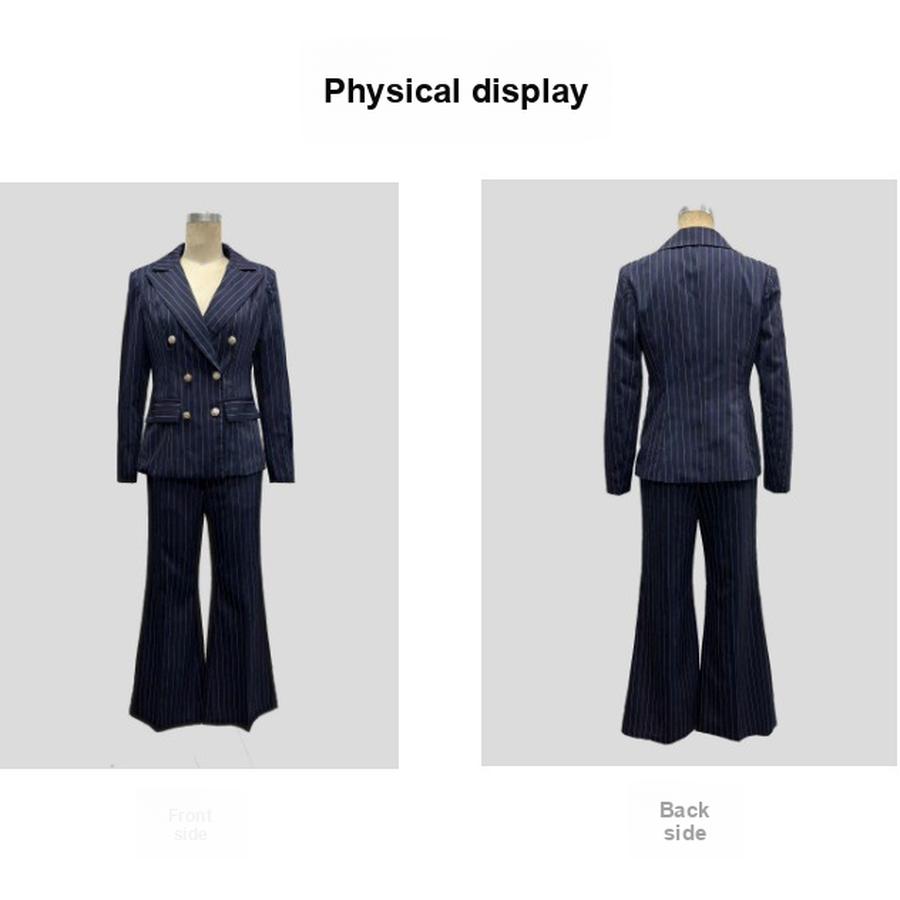 Autumn Hot Sale Temperamental Commute Slim Fit Color Block Long Sleeve Suit Pants Set Women's Clothing