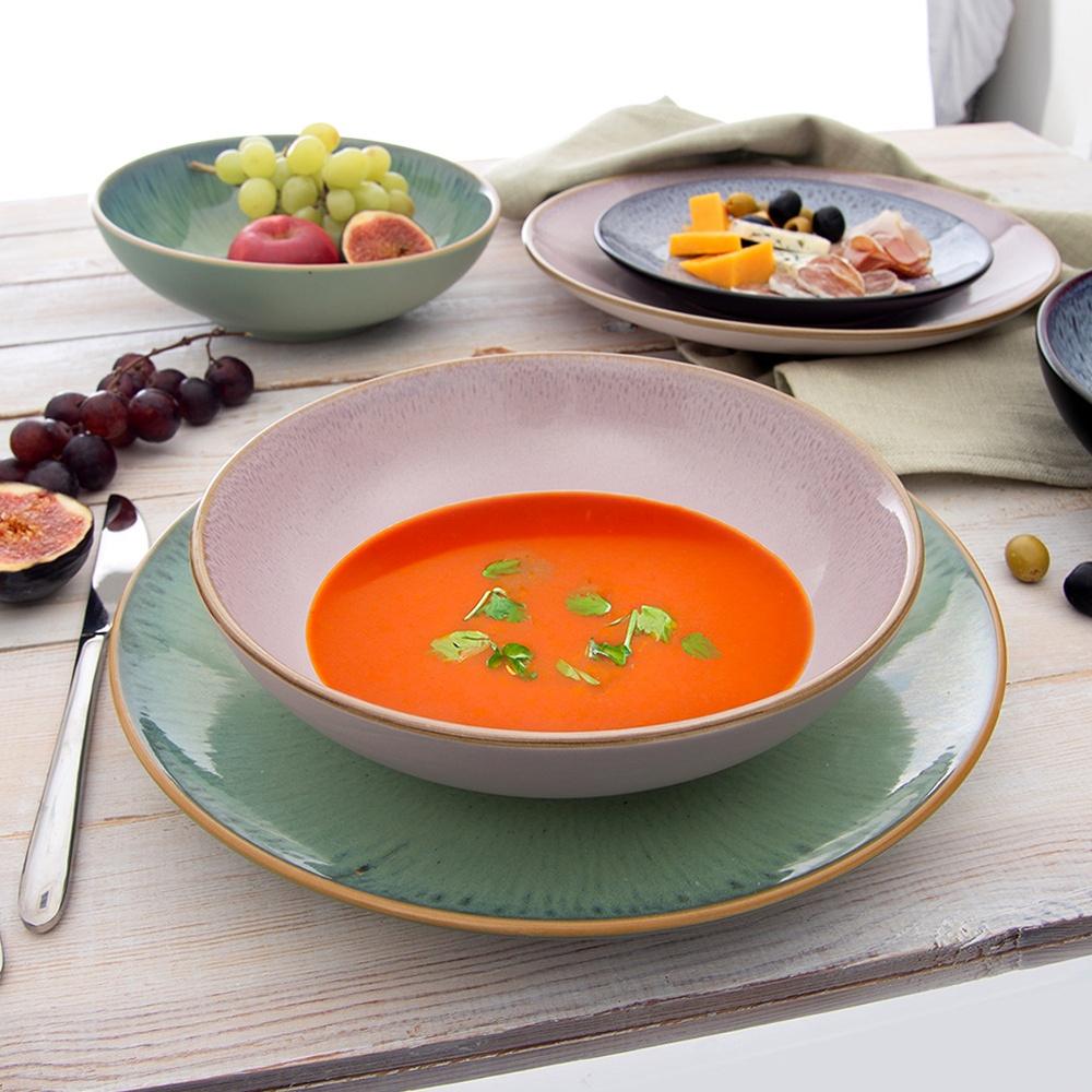 Deep ceramic dinner plate, pink GLAZE, 21 cm