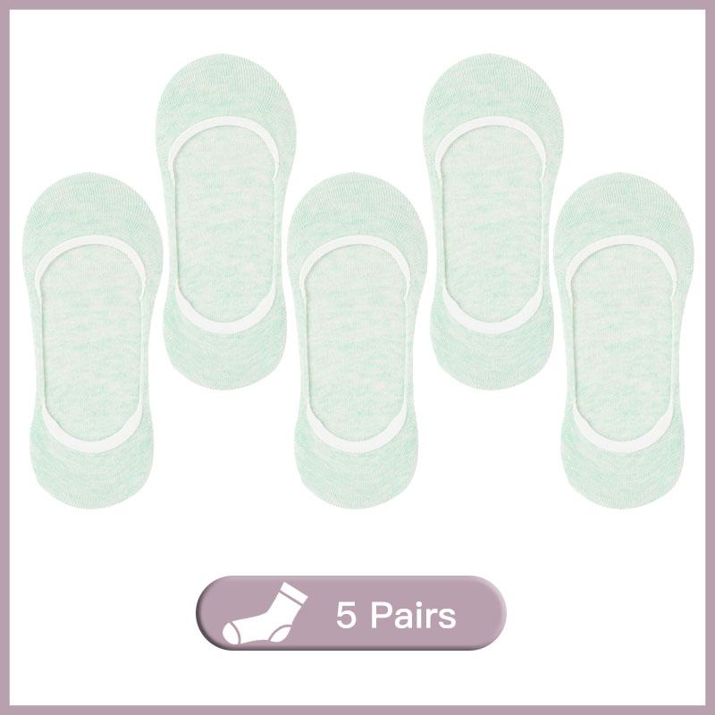 10 Pieces = 5 Pairs Women Invisible No Show Nonslip Loafer Socks Boat Liner Cotton Socks Comfortable Ankle Socks