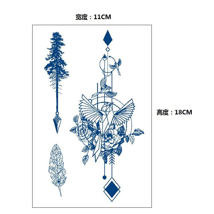 Gradual Change Herbal Fashion Personality Japanese Wave Whale Waterproof Simulation Long Time Does Not Fade Tattoo Sticker