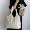 Hollow Out Solid Color Shoulder Bag Fabric Shopper Tote Bags High Quality Versatile New Soft Women's Handbags