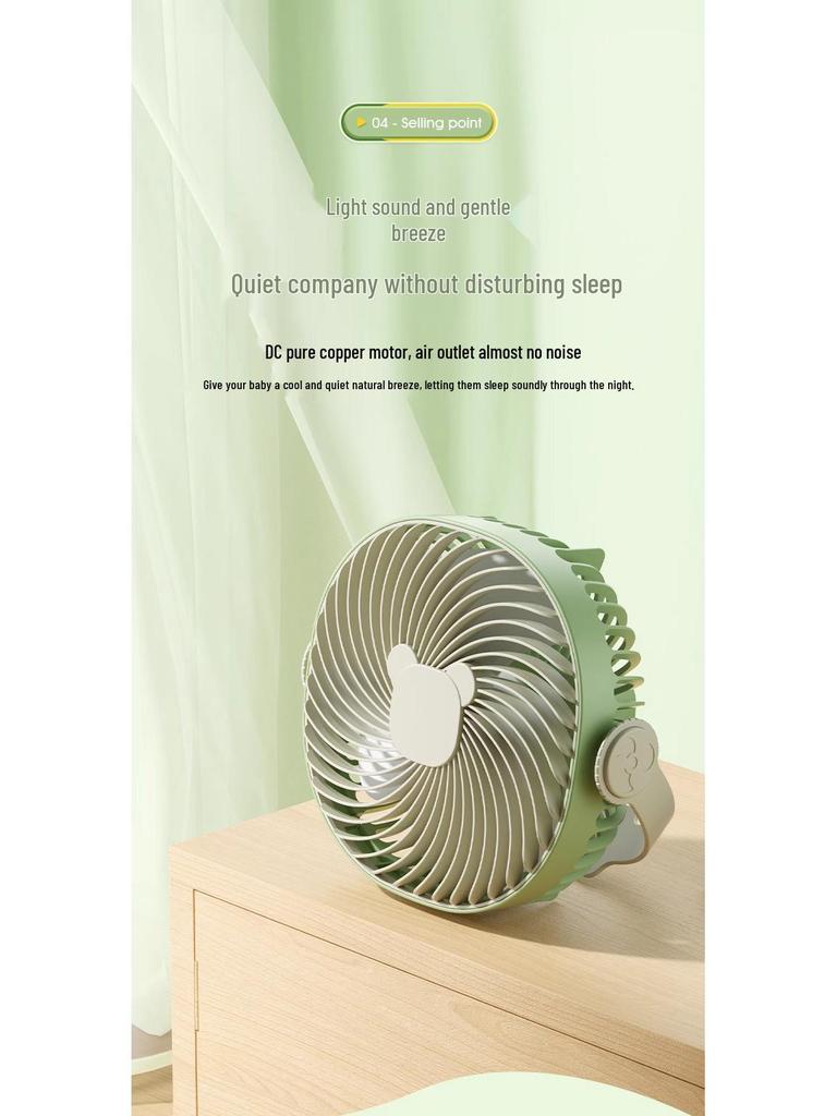 Portable USB Clip-On Silent Fan for Desktop, Dorm, Stroller, and Wall Mount
