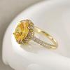 Huitan Simple Style Women Ring Inlaid Shining Yellow CZ Promise CopperColor Accessories Wedding Engagement Fashion Jewelry Gift