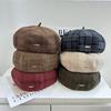 Autumn Literary and Casual Versatile Face Little Painter Hat New Retro Plaid Octagonal Beret