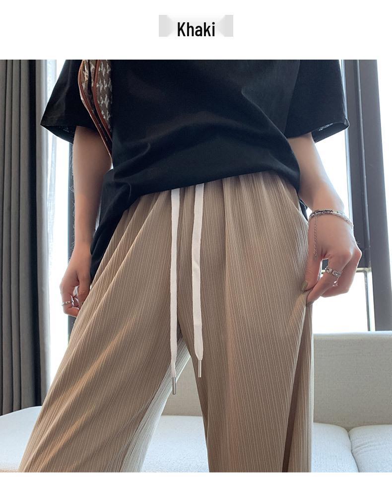 Damskie letnie spodnie haremowe z zielonego jedwabiu lodowego 2024: Wyszczuplające, drapowane, cienkie spodnie dresowe do sportu