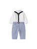 British Baby Boy Overalls Set: Two-Piece Formal Wear for Spring/Autumn - 1-Year-Old Long-Sleeved Gentleman Shirt