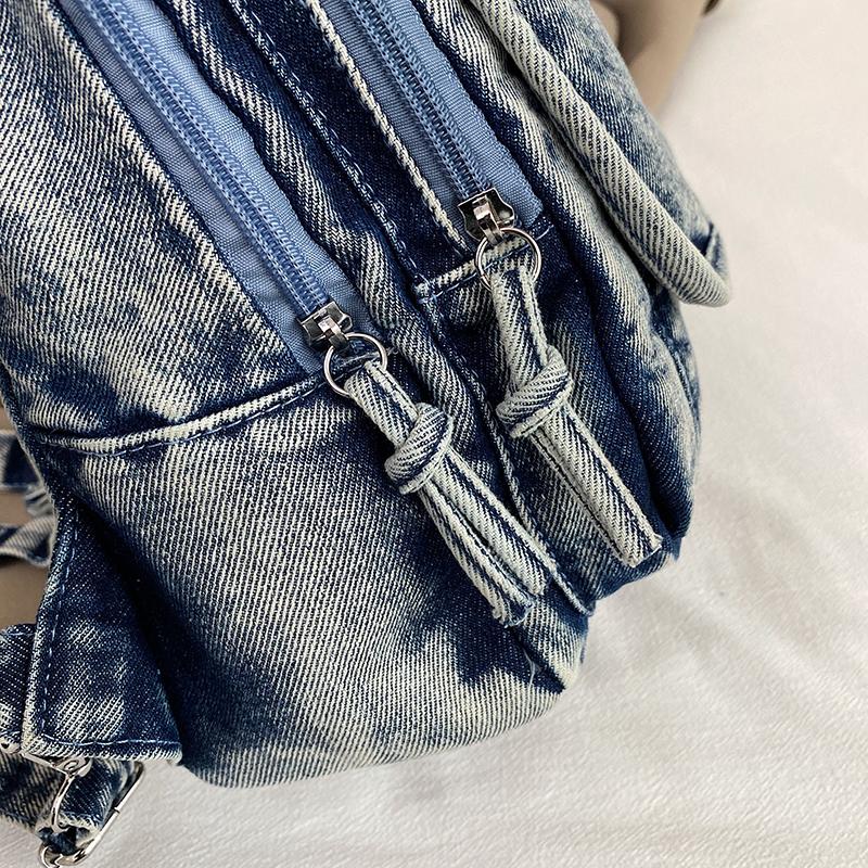 Rucsac din denim pentru femei, ghiozdan de student, geantă de piept multifuncțională