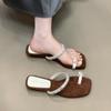 Rhinestone set toe cool slippers 2025 summer new casual versatile beach vacation seaside wear one-word slippers women