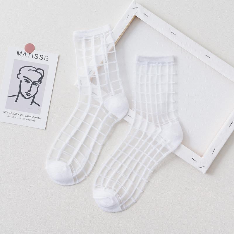 5 pairsFashion Kawaii Women Socks Sexy Lace Mesh Fishnet Socks Mixed Transparent Stretch Elasticity Ankle Net Yarn Thin Sox